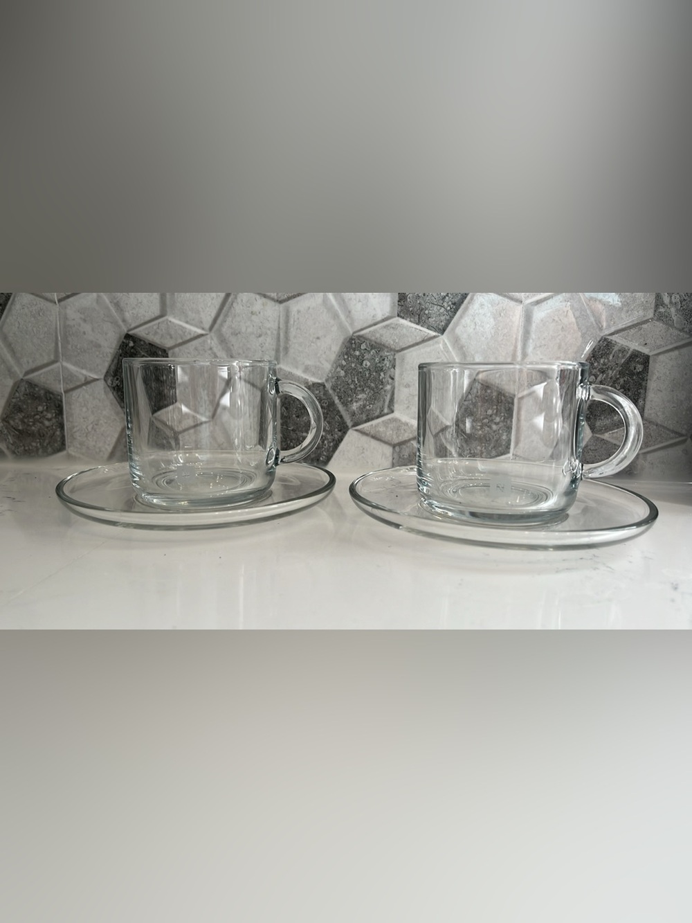 Nespresso Clear Glass Espresso Cup 80ml and Saucer Set - Transparent